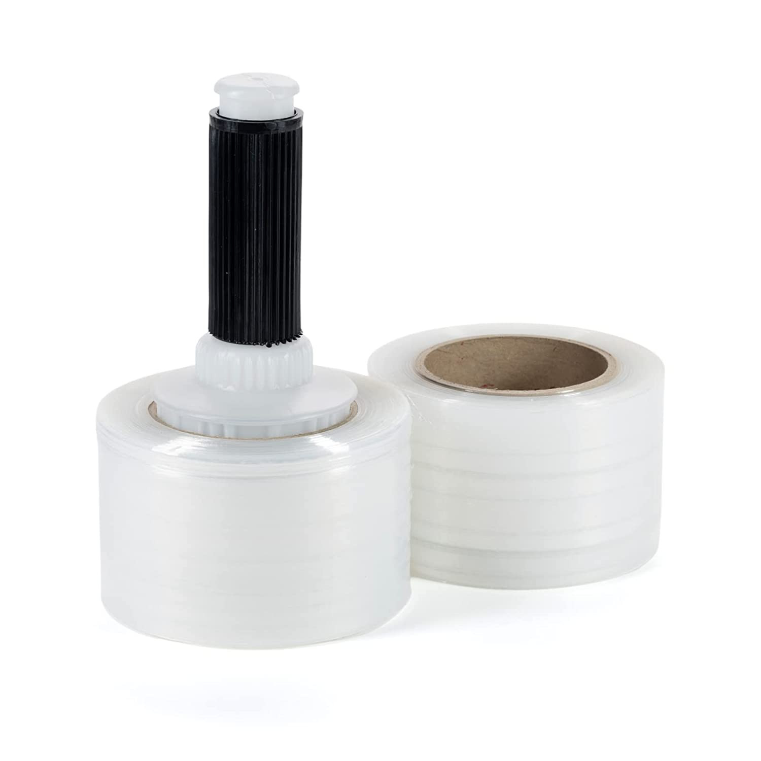 3" x 700', 120 Gauge Stretch Wrap Mini Roll with a Plastic Handle Included, Clear